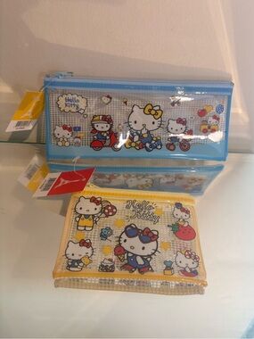 Hello Kitty blue and yellow pencil case bundle